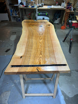 Plateau de table en frêne noble, 180 cm, 5 cm d'épaisseur massive, utilisable comme bureau ou table à manger