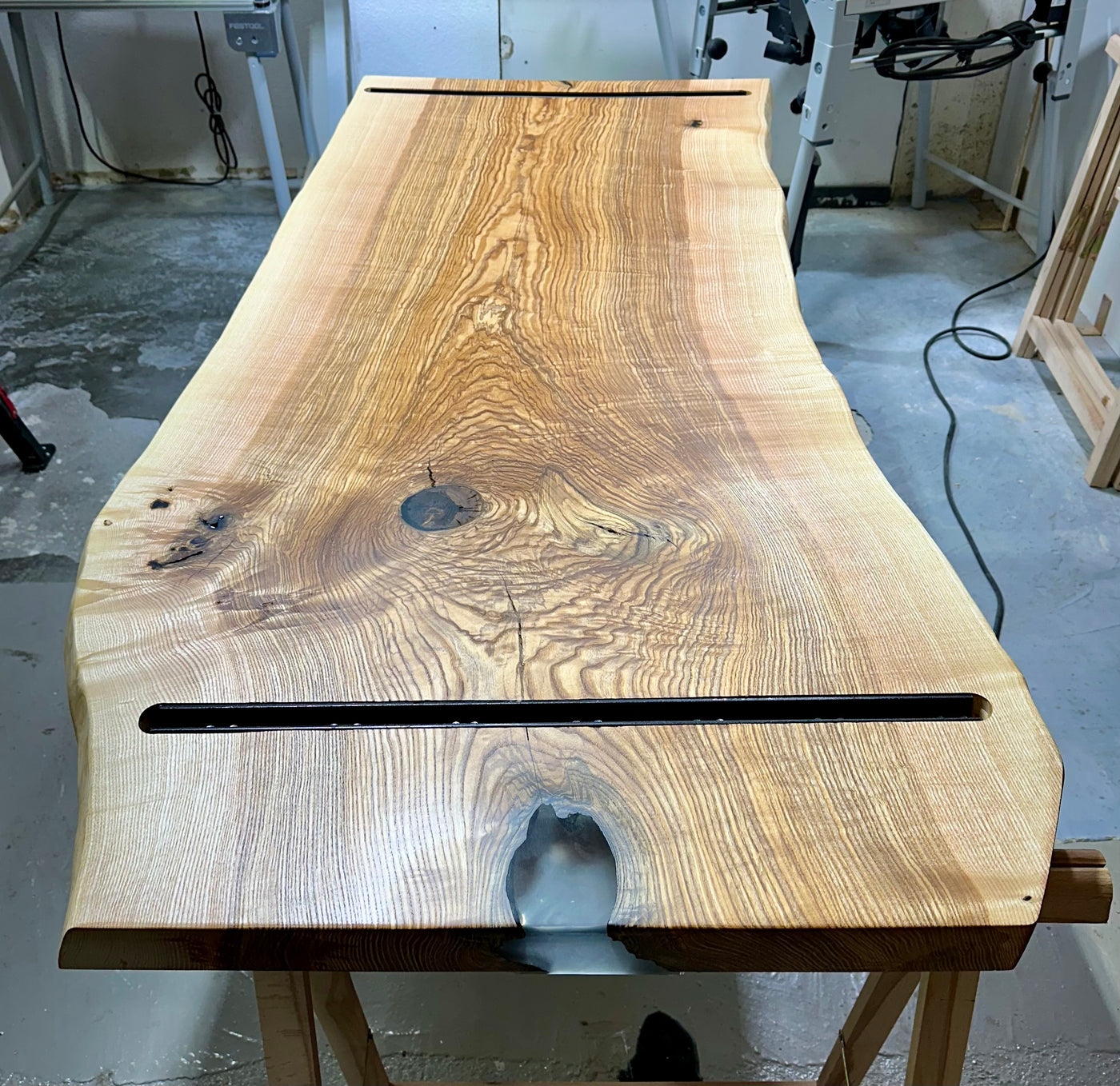 Plateau de table en frêne noble, 180 cm, 5 cm d'épaisseur massive, utilisable comme bureau ou table à manger