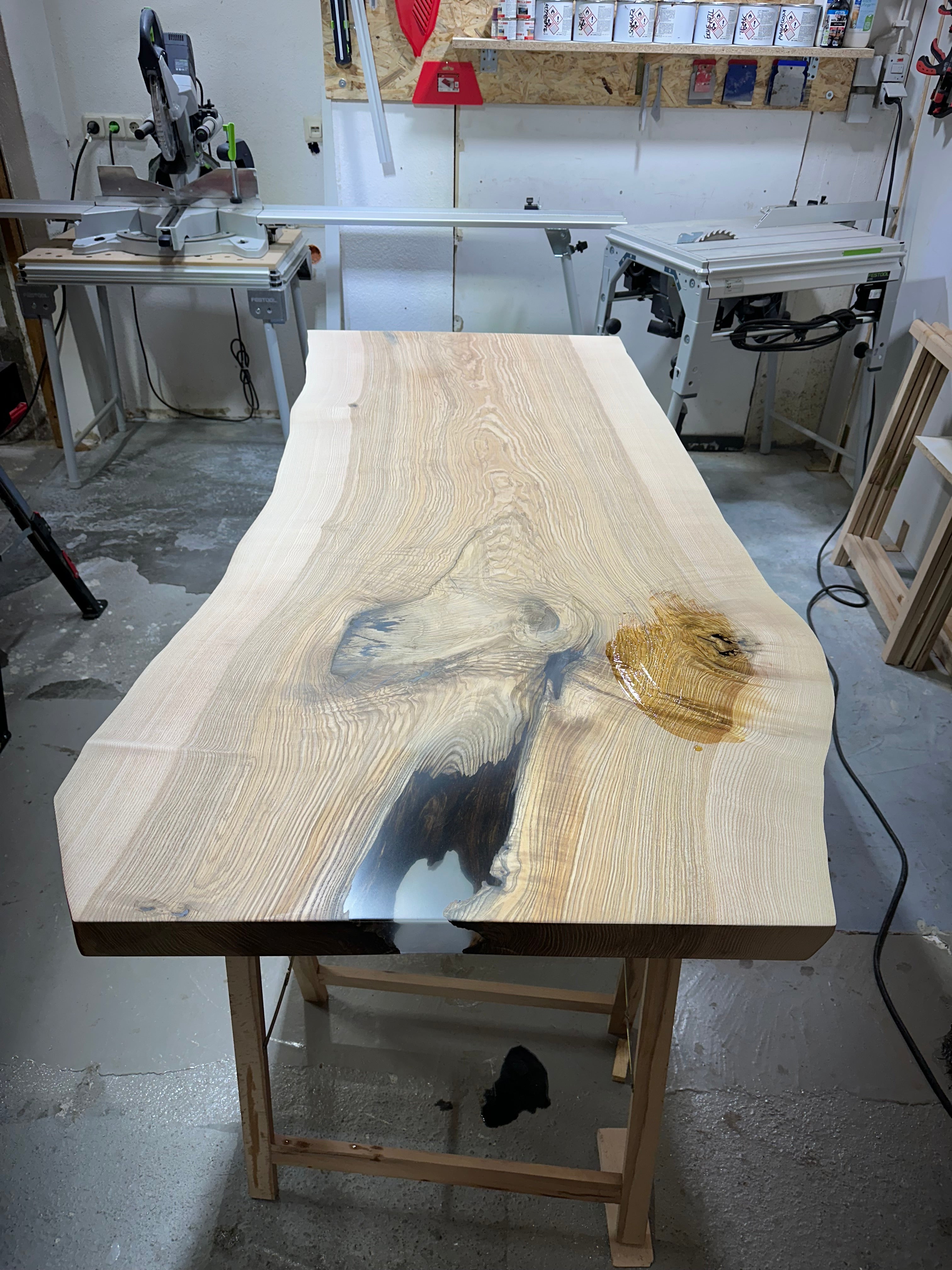 180 cm Edel Esche Baumstamm Tischplatte Holzplatte 5 cm massiv als Schreibtisch oder Esstisch verwendbar