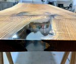 Lade das Bild in den Galerie-Viewer, 180 cm Edel Esche Baumstamm Tischplatte Holzplatte 5 cm massiv als Schreibtisch oder Esstisch verwendbar
