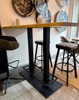 Table de bar Düsseldorf chêne massif pur 160 à 240 cm, épaisseur 3 cm, bois huilé avec pied colonne en métal noir, 5 tailles