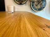 Table de bar Düsseldorf chêne massif pur 160 à 240 cm, épaisseur 3 cm, bois huilé avec pied colonne en métal noir, 5 tailles