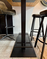 Table de bar Düsseldorf chêne massif pur 160 à 240 cm, épaisseur 3 cm, bois huilé avec pied colonne en métal noir, 5 tailles