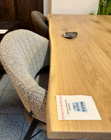 Esstisch Düsseldorf Eiche massiv 160 bis 240 in 3 cm Dicke Holz geölt mit Spider Metall Gestell schwarz 5 Größen