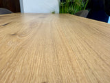 Esstisch Düsseldorf Eiche massiv 160 bis 240 in 3 cm Dicke Holz geölt mit Spider Metall Gestell schwarz 5 Größen