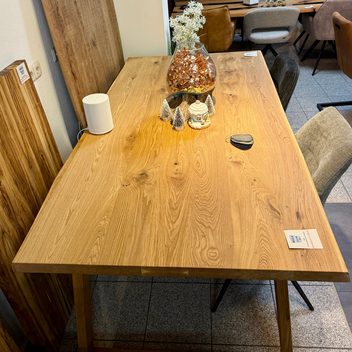 Esstischplatte Olpe Eiche massiv 180 bis 300 cm in 4,5 cm Dicke Holz geölt 7 Größen