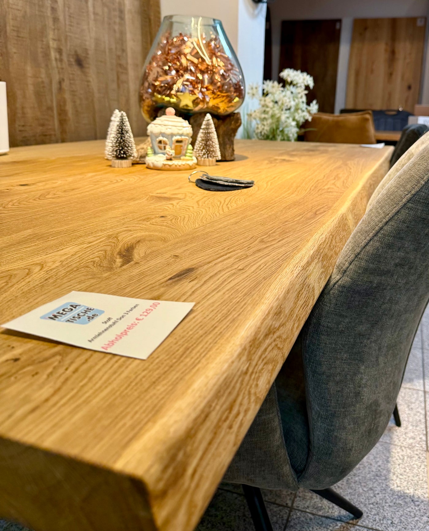 Esstischplatte Olpe Eiche massiv 180 bis 300 cm in 4,5 cm Dicke Holz geölt 7 Größen