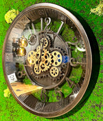 Lade das Bild in den Galerie-Viewer, 46 cm Wanduhr Bruxelles mit Animation antik-schwarz drehende Zahnräder Vintage &amp; Industrial Stil

