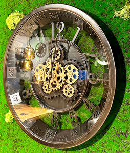 46 cm Wanduhr Bruxelles mit Animation antik-schwarz drehende Zahnräder Vintage & Industrial Stil