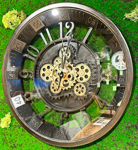 46 cm Wanduhr Bruxelles mit Animation antik-schwarz drehende Zahnräder Vintage & Industrial Stil