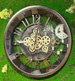Lade das Bild in den Galerie-Viewer, 46 cm Wanduhr Bruxelles mit Animation antik-schwarz drehende Zahnräder Vintage &amp; Industrial Stil
