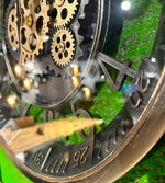 Lade das Bild in den Galerie-Viewer, 46 cm Wanduhr Bruxelles mit Animation antik-schwarz drehende Zahnräder Vintage &amp; Industrial Stil
