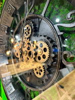 Lade das Bild in den Galerie-Viewer, 46 cm Wanduhr Bruxelles mit Animation antik-schwarz drehende Zahnräder Vintage &amp; Industrial Stil

