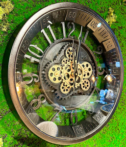 46 cm Wanduhr Bruxelles mit Animation antik-schwarz drehende Zahnräder Vintage & Industrial Stil