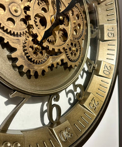 46 cm Wanduhr Brüssel 46 cm mit Animation antik-silber messing drehende Zahnräder Industrial