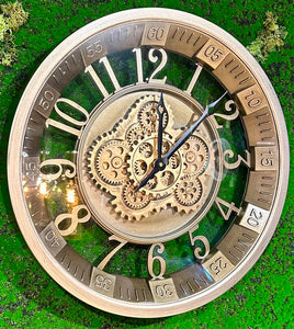 46 cm Wanduhr Brüssel 46 cm mit Animation antik-silber messing drehende Zahnräder Industrial