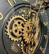 55 cm Zürich Vintage Wanduhr mit Zahnrädern schwarz gold