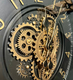 Lade das Bild in den Galerie-Viewer, 45 cm Zürich Vintage Wanduhr mit Zahnrädern schwarz gold
