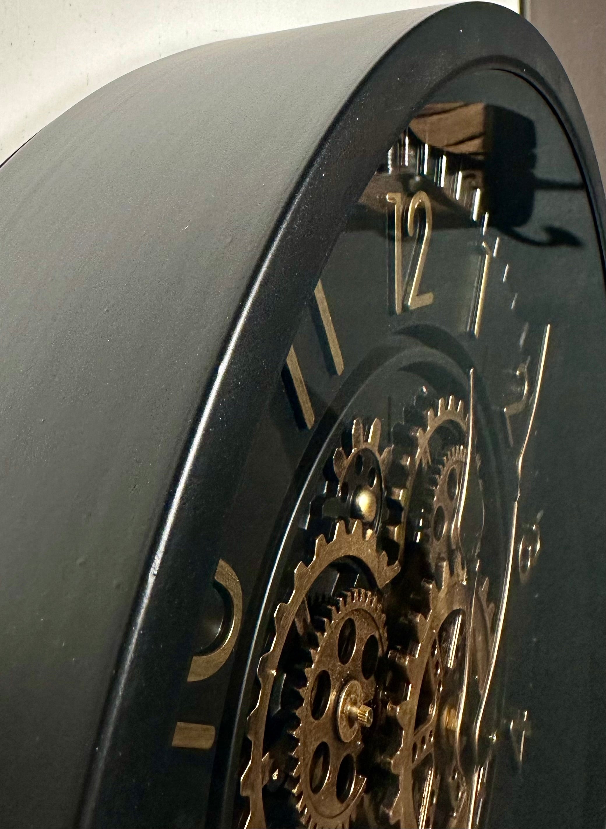 45 cm Zürich Vintage Wanduhr mit Zahnrädern schwarz gold