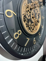 Lade das Bild in den Galerie-Viewer, 66 cm Zürich Wanduhr mit Zahnrädern schwarz gold
