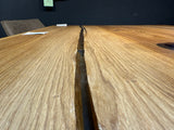 Epoxidharz Esstisch Bergneustadt Eiche massiv 200 cm Massivholz geölt mit X Stahl Gestell Set schwarz
