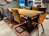 Esstisch Danbury Eiche massiv 240 in 4 cm Dicke Holz geölt mit U Metall Gestell schwarz