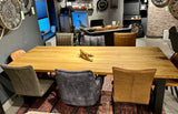 Esstisch Danbury Eiche massiv 240 in 4 cm Dicke Holz geölt mit U Metall Gestell schwarz