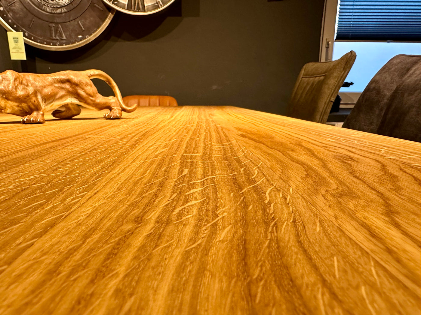 Esstisch Danbury Eiche massiv 240 in 4 cm Dicke Holz geölt mit U Metall Gestell schwarz