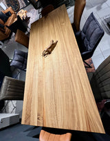 Esstisch Danbury Eiche massiv 240 in 4 cm Dicke Holz geölt mit U Metall Gestell schwarz