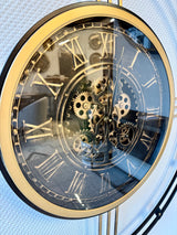 90 cm Wanduhr Nora mit Zahnrädern schwarz gold Wand Uhr Antik