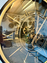 Horloge murale 100 cm Noris avec engrenages noir or Horloge murale antique
