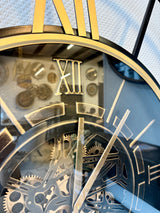 Horloge murale 100 cm Noris avec engrenages noir or Horloge murale antique