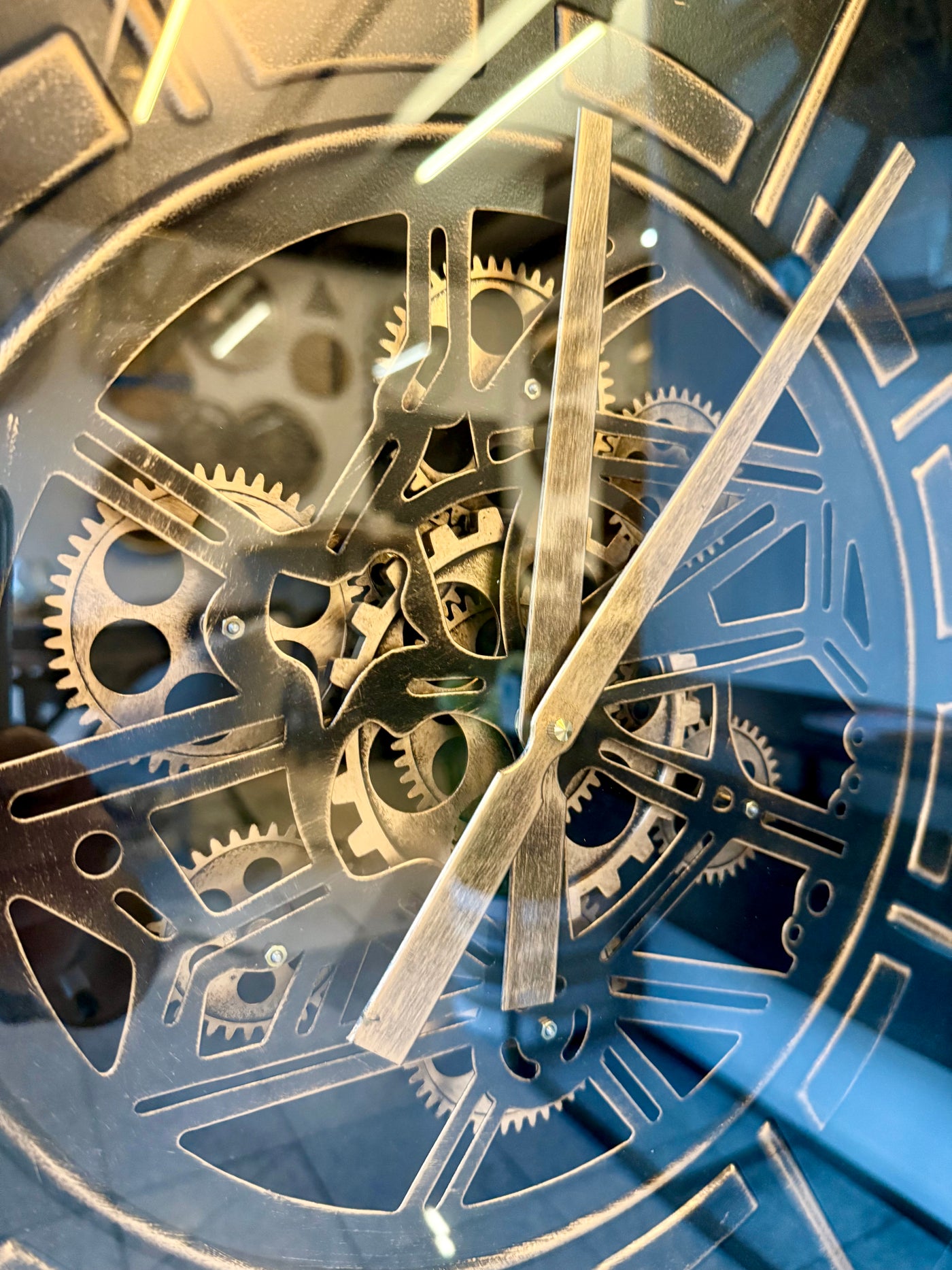 Horloge murale 100 cm Noris avec engrenages noir or Horloge murale antique