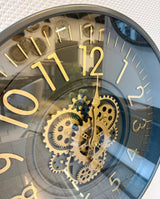 55 cm Zürich Vintage Wanduhr mit Zahnrädern anthrazit gold