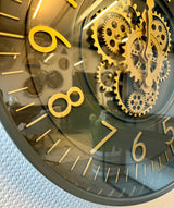 55 cm Zürich Vintage Wanduhr mit Zahnrädern anthrazit gold