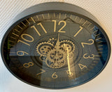 55 cm Zürich Vintage Wanduhr mit Zahnrädern anthrazit gold