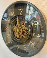 65 cm Zürich Vintage Wanduhr mit Zahnrädern anthrazit gold