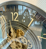 65 cm Zürich Vintage Wanduhr mit Zahnrädern anthrazit gold