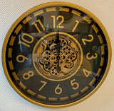 70 cm Salzburg Vintage Wanduhr mit Zahnrädern gold anthrazit