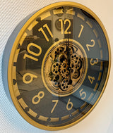 70 cm Salzburg Vintage Wanduhr mit Zahnrädern gold anthrazit