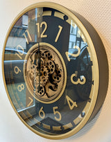 70 cm Salzburg Vintage Wanduhr mit Zahnrädern gold anthrazit