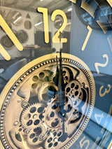 70 cm Salzburg Vintage Wanduhr mit Zahnrädern gold anthrazit