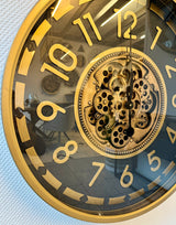 70 cm Salzburg Vintage Wanduhr mit Zahnrädern gold anthrazit