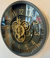 45 cm Zürich Vintage Wanduhr mit Zahnrädern anthrazit gold