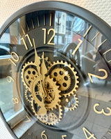 45 cm Zürich Vintage Wanduhr mit Zahnrädern anthrazit gold