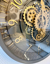 45 cm Zürich Vintage Wanduhr mit Zahnrädern anthrazit gold