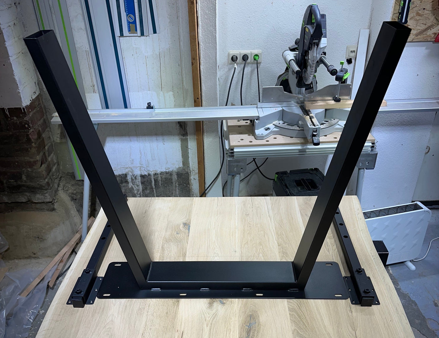 Metall Gestell N-Trapez Set schwarz Tischbeine für Tischplatten 2 Modelle