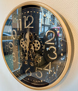 70 cm Genf Vintage Wanduhr mit Zahnrädern altgold schwarz