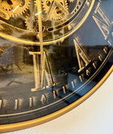 Horloge murale 60 cm antique vintage avec engrenages or vieilli noir