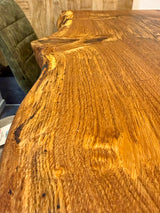 Epoxidharz Baumkante Esstisch Wildeiche 160 cm mit Gestell Wange
